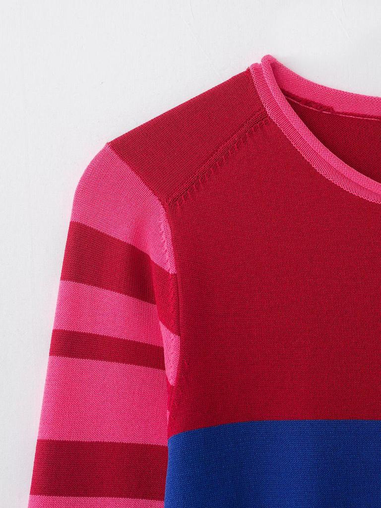 2026 Spring Women's Color Block Single-Breasted Knit Cardigan - European & American Style