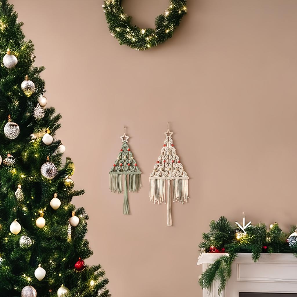 2pcs Woven Christmas Tree DIY Kit, Woven Wall Hanging, Includes Patterns and Video Tutorial, Christmas Tree Wall Decor, Christmas Wall Decor