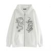 Dames Drakenprint Rits Trui Street Trendy Hoodie Trend Los Fleece Jack