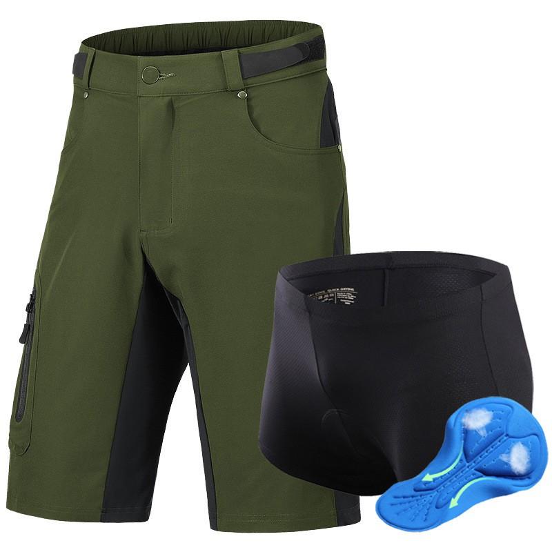 Mens Loose Cycling Shorts With Inner Pad Breathable Bike 5/8 Length Multi Pocket Outdoor Sport Pants