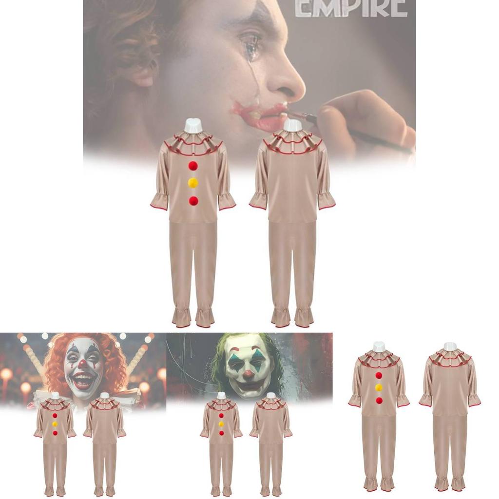 Twisted Clown Cosplay Costume For American Horror Story In Stylish Brown Fabric