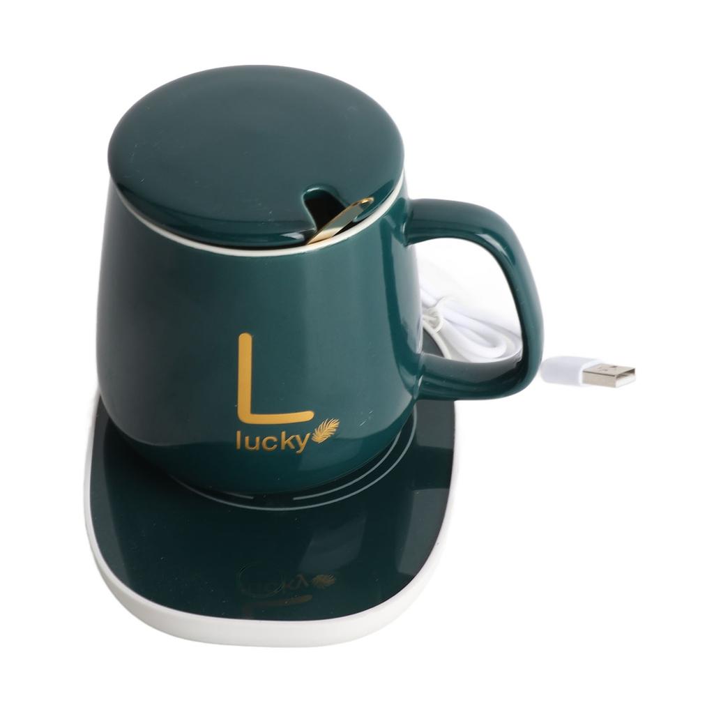 Taza de Café y Set de Almohadilla Calentadora de Temperatura Constante 380ML Taza de Café de Cerámica 55 Grados Constante