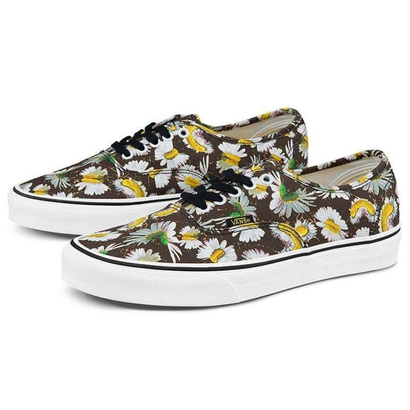 Vans Authentic Distorted Daisy Print Low Top Sneakers Unisex Black Multi VN0A5HZS9FV