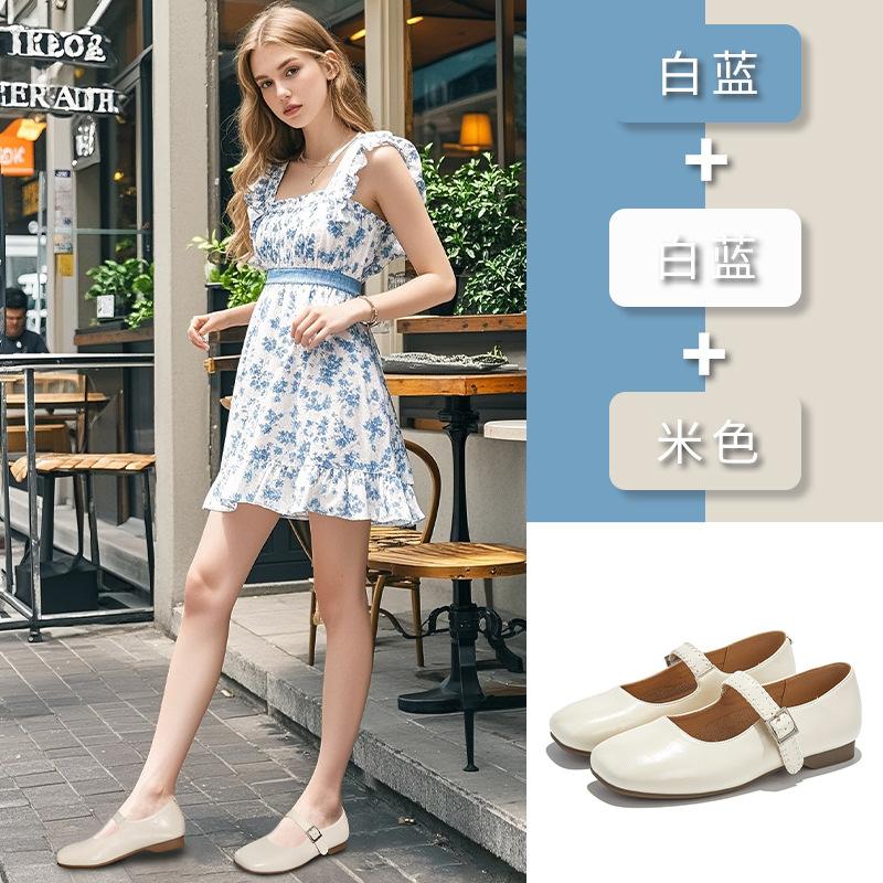 Square head Mary Jane shoes women's 2025 new shallow buckle casual fashion single shoes women's versatile French commuter women's shoes