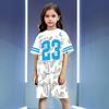 Kids Boys Girls Basketball Set Letter Print Short Sleeve Round Neck Top with Shorts for Sportswear