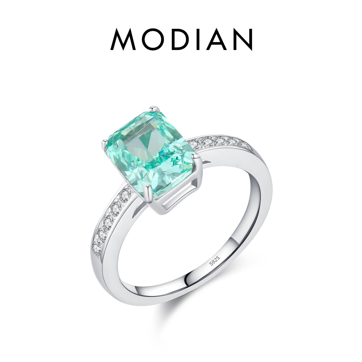 

Модиан Стерлинговое Серебро 925 пробы Параиба Kleur Дробленый Ijs Gesneden Zirconia Luxe Klassieke Cocktail Ringen Voor Vrouwen Sieraden 9 зелёный