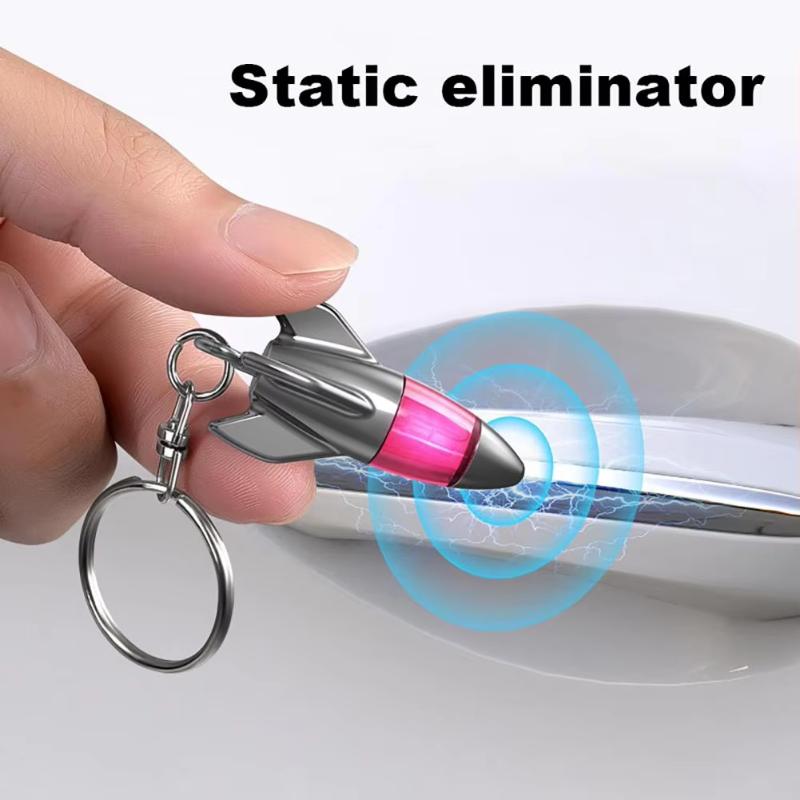 Car Static Eliminator Discharger Keychain Pendant Novel Rocket Design Anti-Static Device For Car Metal Door Handle