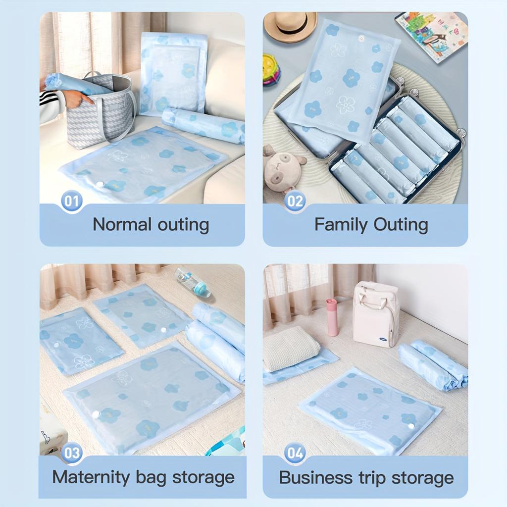 Hand Roll Compression Bags for Clothes, Portable Vacuum Storage Bags for Travel and Luggage