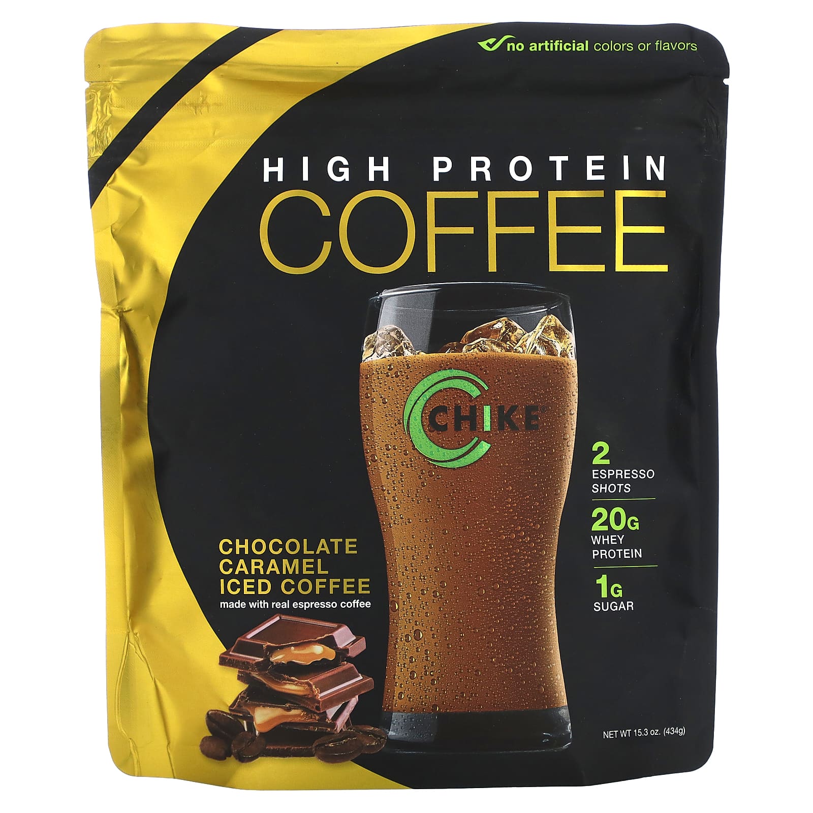 

Chike Nutrition, High Protein Iced Coffee, Chocolate Caramel, 15.3 oz (434 g)