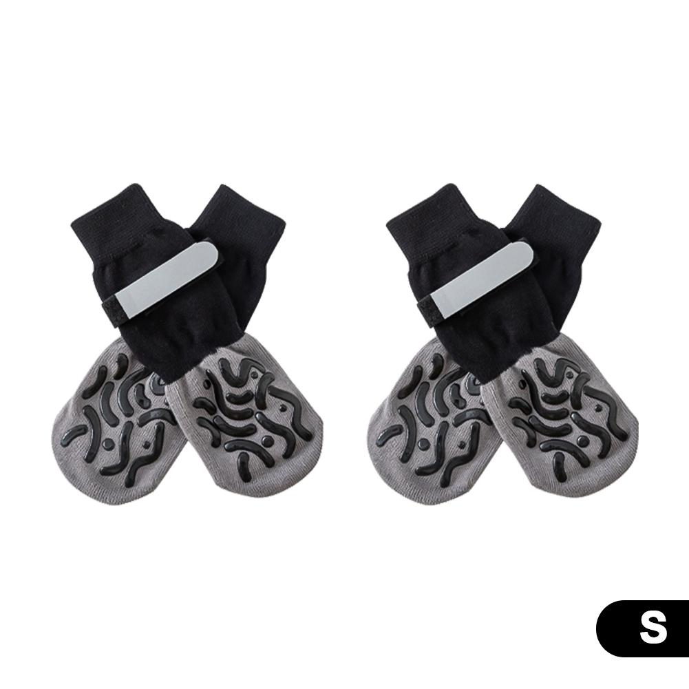 4Pcs/Set Anti-slip Protect Paws Dog Socks Black Tie Anti-shedding Breathable Non-slip Socks for Medium Large Elderly Puppy Socks