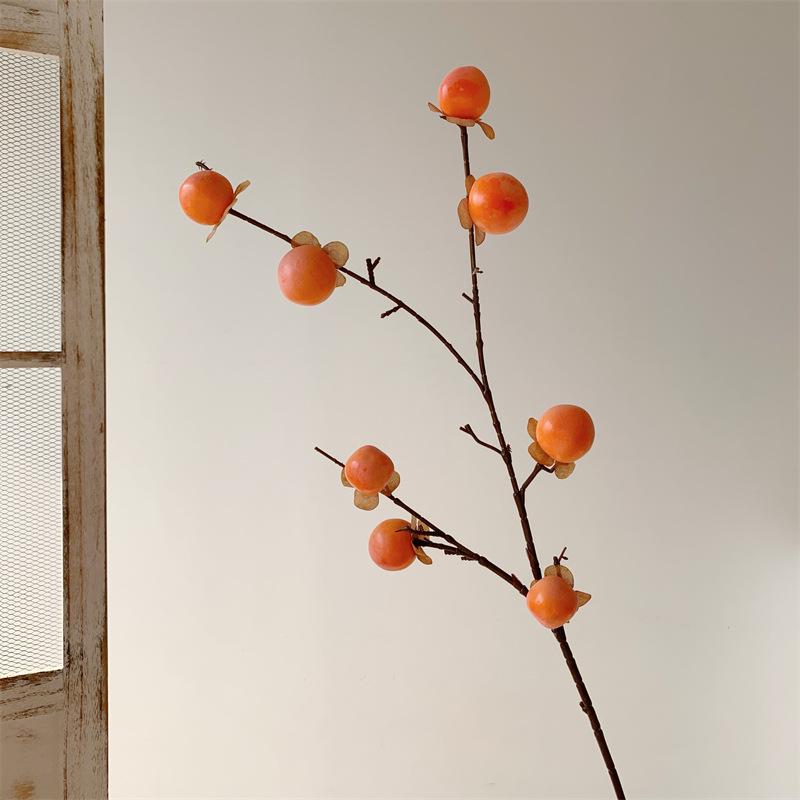 Artificial Red Persimmon Bouquet Ornament for Living Room Decor