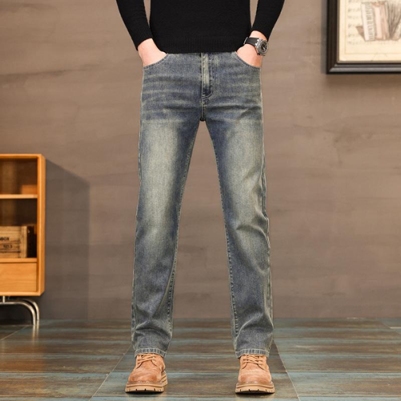 

JYL Brand-new, wide, elastic and multifunctional fashion jeans for men are straight and fat. 35 яєчна шкаралупа