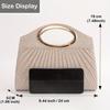 Double Magnetic Button Glamorous Glitter Dinner Clutch Bag for Ladies with Metal Ring Handle Pleated Design Includes Necklace Crossbody Bag