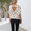 Top Casual Estivi da Donna Scollo a V Ampio Manica a Pipistrello Camicia con Stampa Leopardo