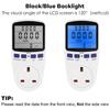 Power Meter Digital LCD Display Energy Watt Voltage Amps Meter Household Energy Saving Electricity Usage Monitor Plug
