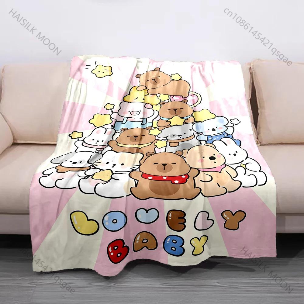 17 Styles Capybara Cartoon Print Blanket Soft Fluffy Throw Blanket Kids Adult Sofa Bed Travel Blanket Cover Throw Wonderful Gift