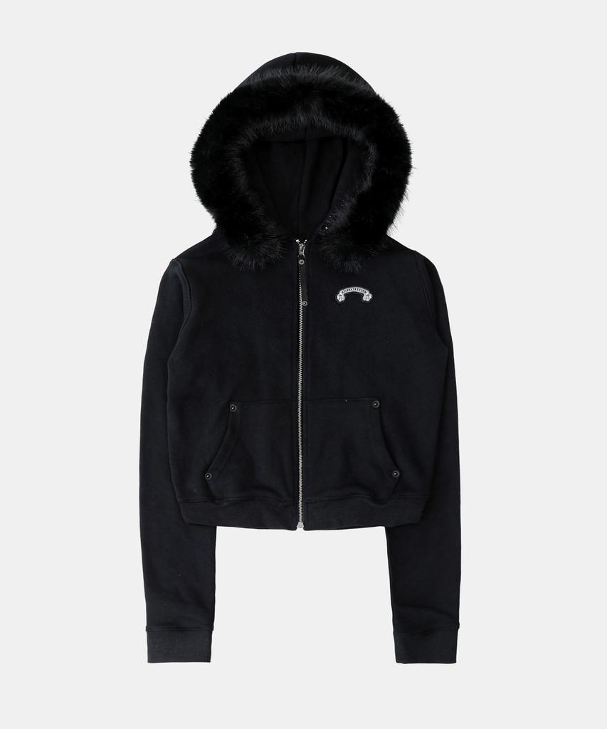 Badblood Cosmo11 Detachable Fur Hoodie Zip-Up - Black