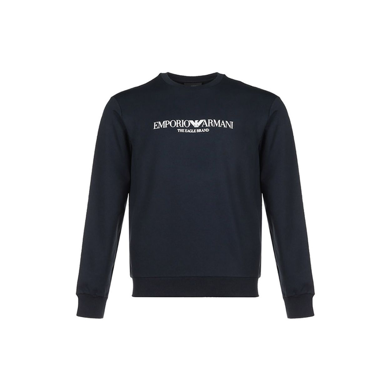 Emporio Armani Logo Pattern Round Neck Long Sleeve Sweatshirt Men sweatshirt Navy-Blue 8N1ME8-1J04Z-0922 S