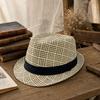 Retro British Style Jazz Hat, Woven Short-Brimmed Straw Hat, Sun Protection Hat for Spring Summer Outdoor Activities