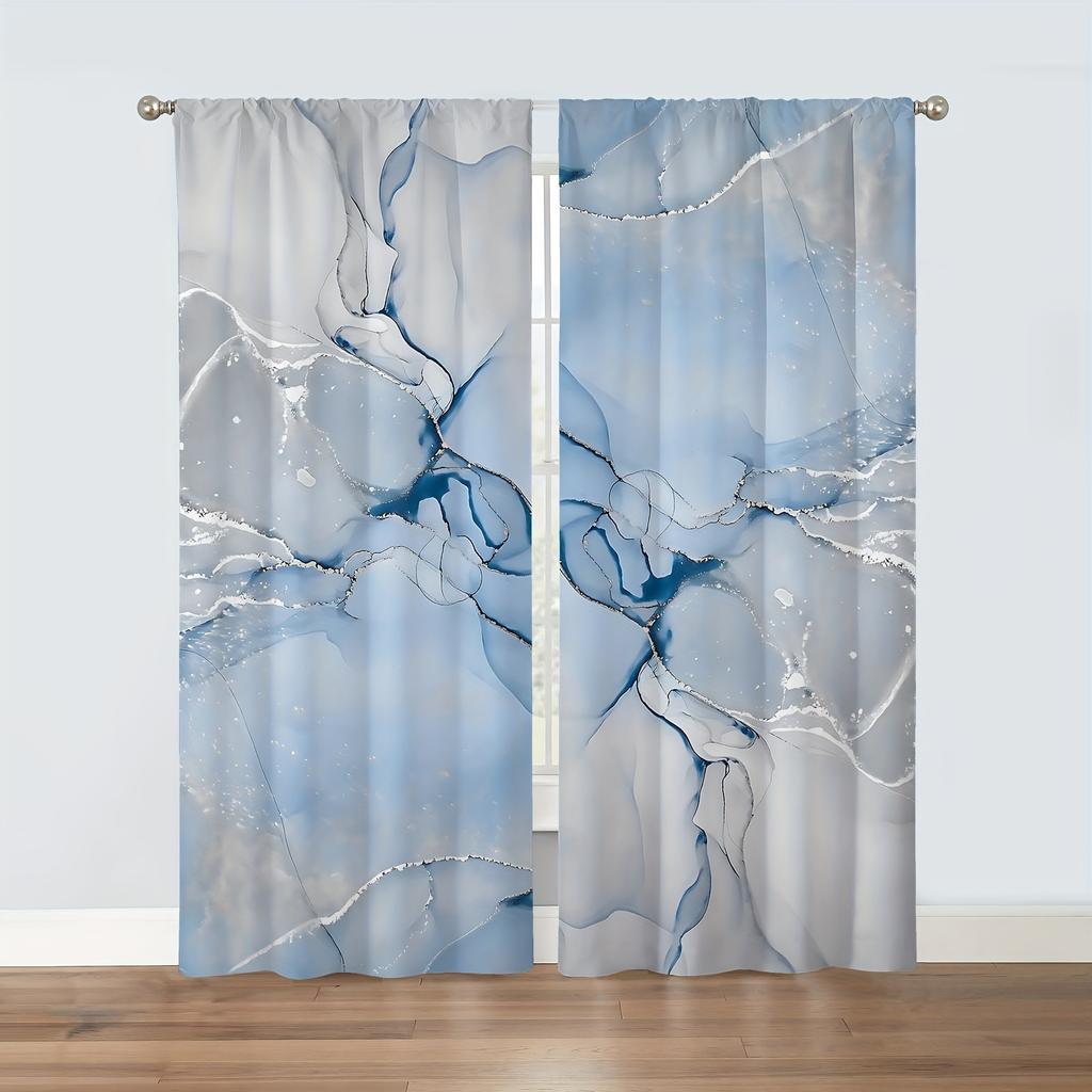 2pcs Marble Scenery Digital Printing Curtains Modern Style Decor For Living Room Bedroom Through Rod Curtains Rideau Cortinas