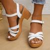 Fashion Women's Braided High Heels Sandals 2025 Summer Chunky Platform Gladiator Sandals Woman Ankle Straps Vacation Casual Beach Shoes
