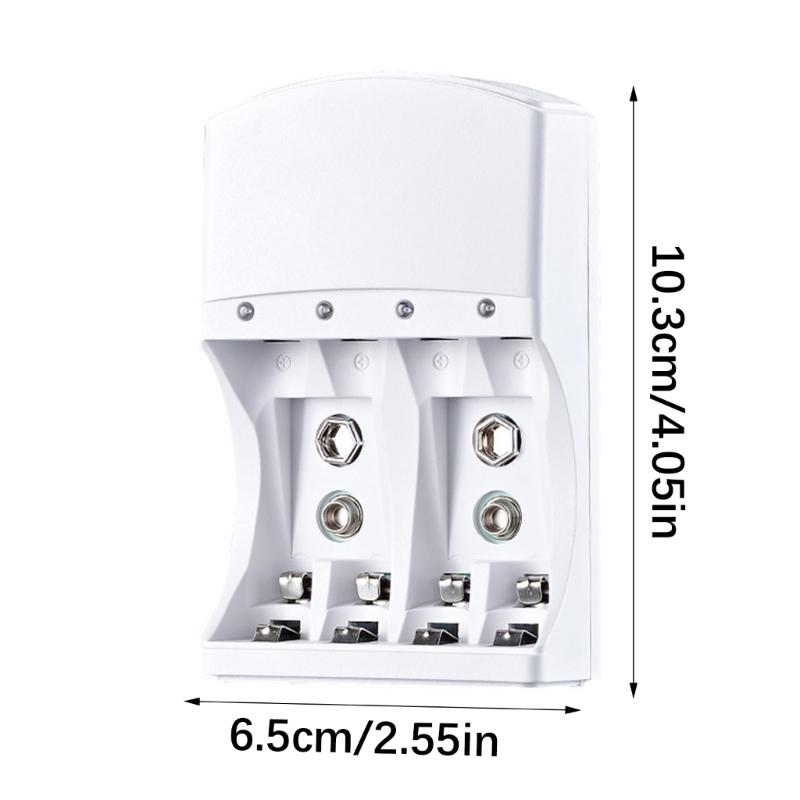 Batterieladegerät 4 Schächte Wand mit LED-Licht für 9V wiederaufladbare Batterie 1,2V LR06/LR03 wiederaufladbare Batterie