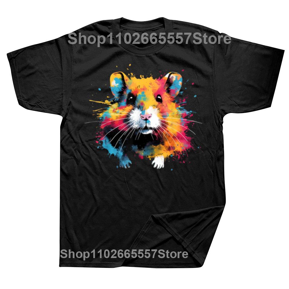 

Funny Cool Hamster on Colorful T Shirts Summer Graphic Cotton Streetwear Short Sleeve Animal Gifts Tshirt Mens Clothing 4XL