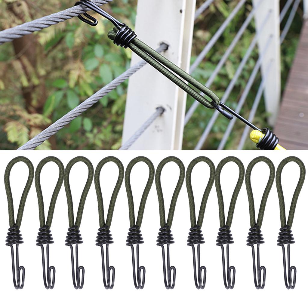 10pcs Tent Elastic Rope with Hook Camping Tent Fixation Elastic Rope Accessories