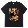 Vintage Y2k Tops Fashion Tshirt Rapper Tupac Tops Hip Hop Streetwear Print T Shirt Women Harajuku Casual Loose Tees Unisex