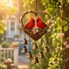 Acrylic Bird Hanging Pendant Eagle Love Shape Pendant Garden Decoration Wind Chime with Bells  Gift