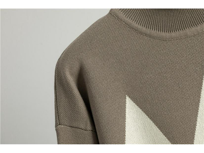 Women's Autumn/Winter Knitwear Set: Cross-Rhombus Half-High Collar Sweater with Wide-Leg Pants Fashion Two-Piece.