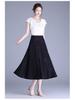 Women's Spring 2026 Retro High-Waist Sequin Embroidered A-Line Long Black Skirt