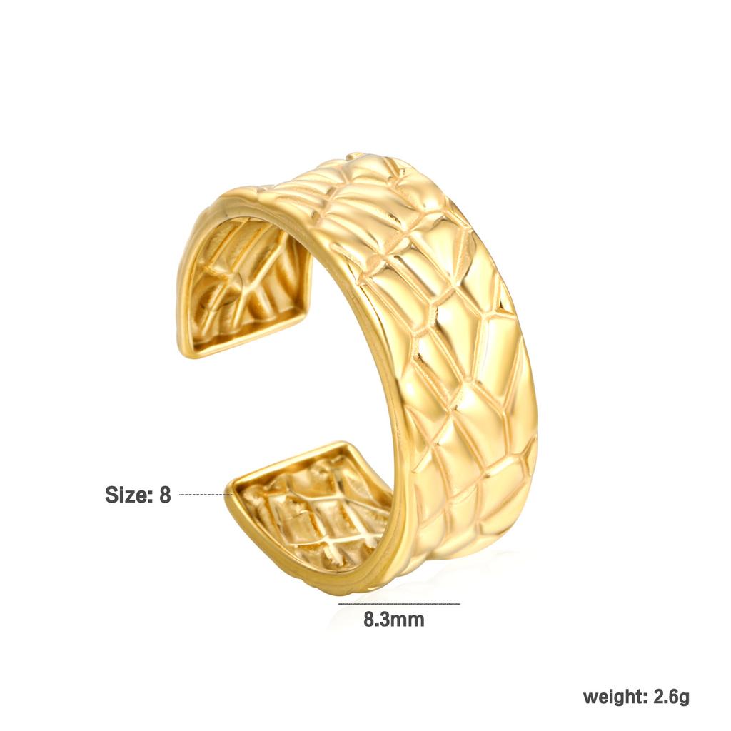 Fashion Hollow Geometric Adjustable Open Ring High-End Gold Tone Ring