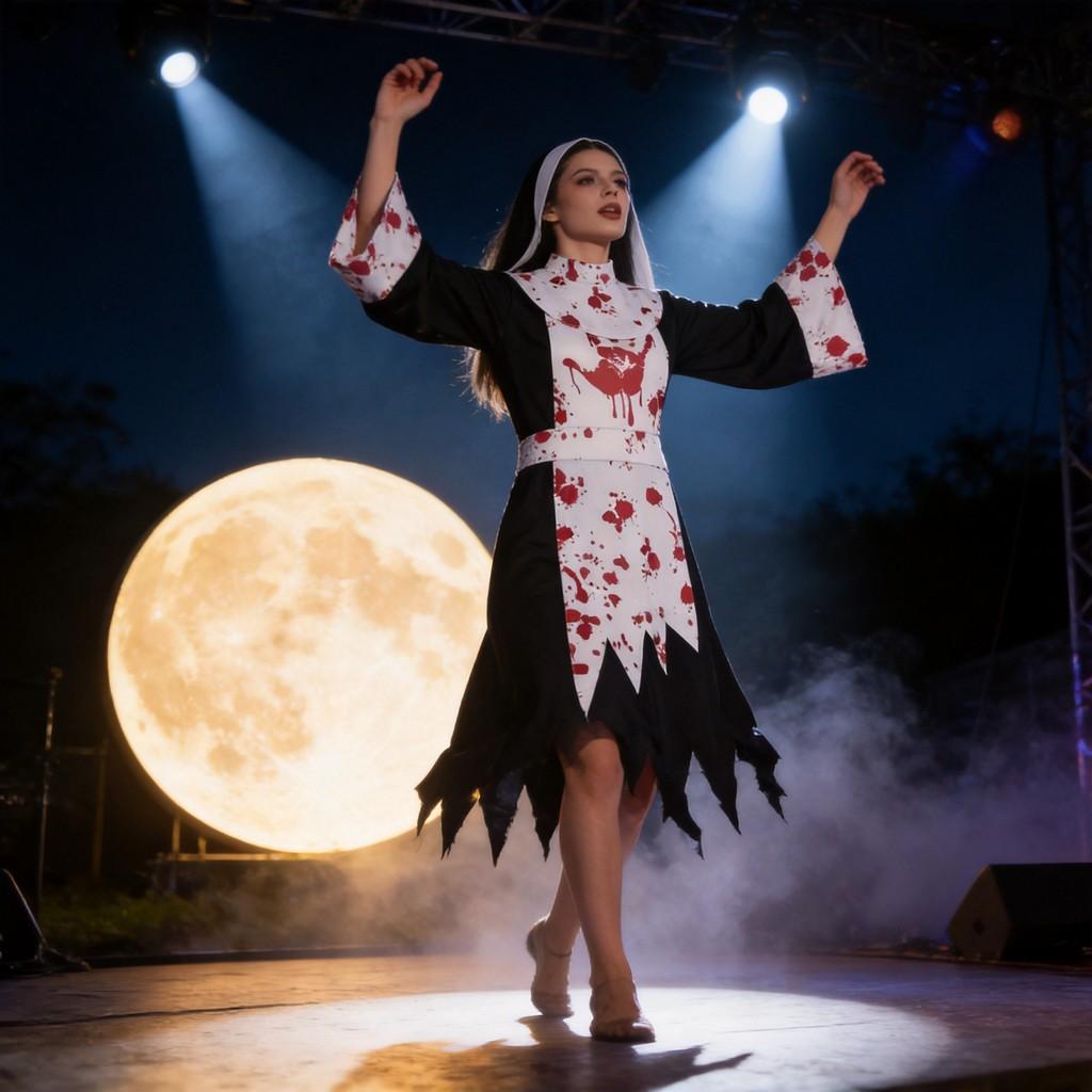 Dark Blood Sister Costume Dress For Cosplay And Stage Performances With Polyester Fabric For Females