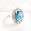 Haute Couture Blue Women's Ring 925 Silver Plated Natural Blue Topaz Women's Ring Cocktail Party Jewelry Gift