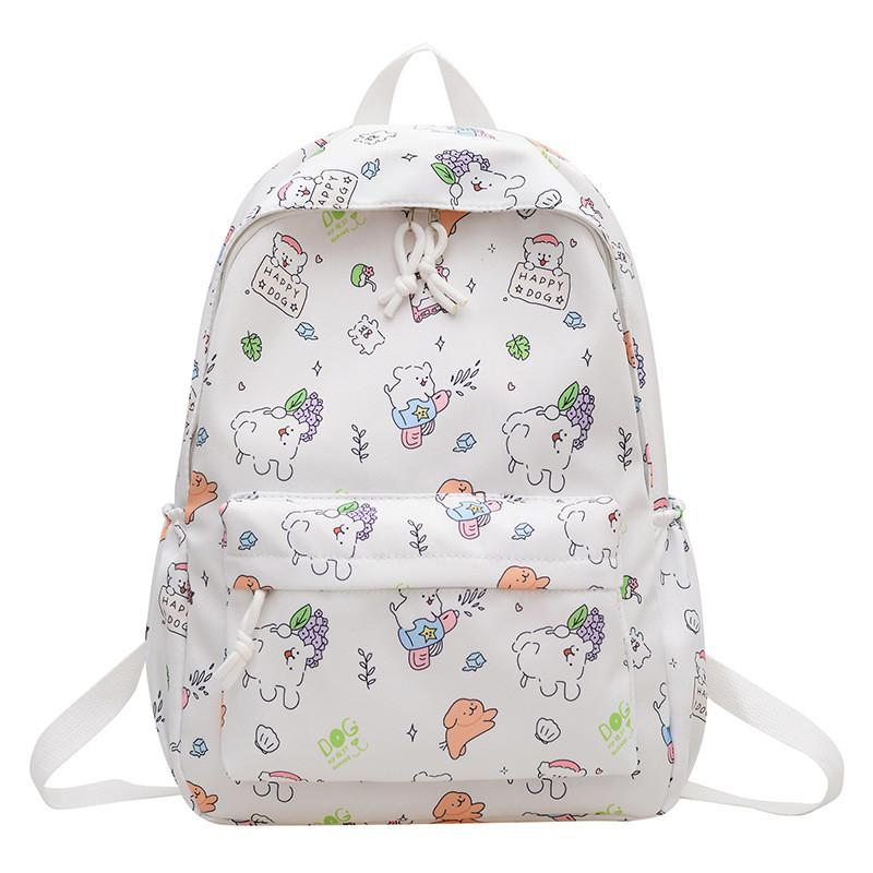 Capacity Large Simple Backpack With Maltese Print Design For Students Daily