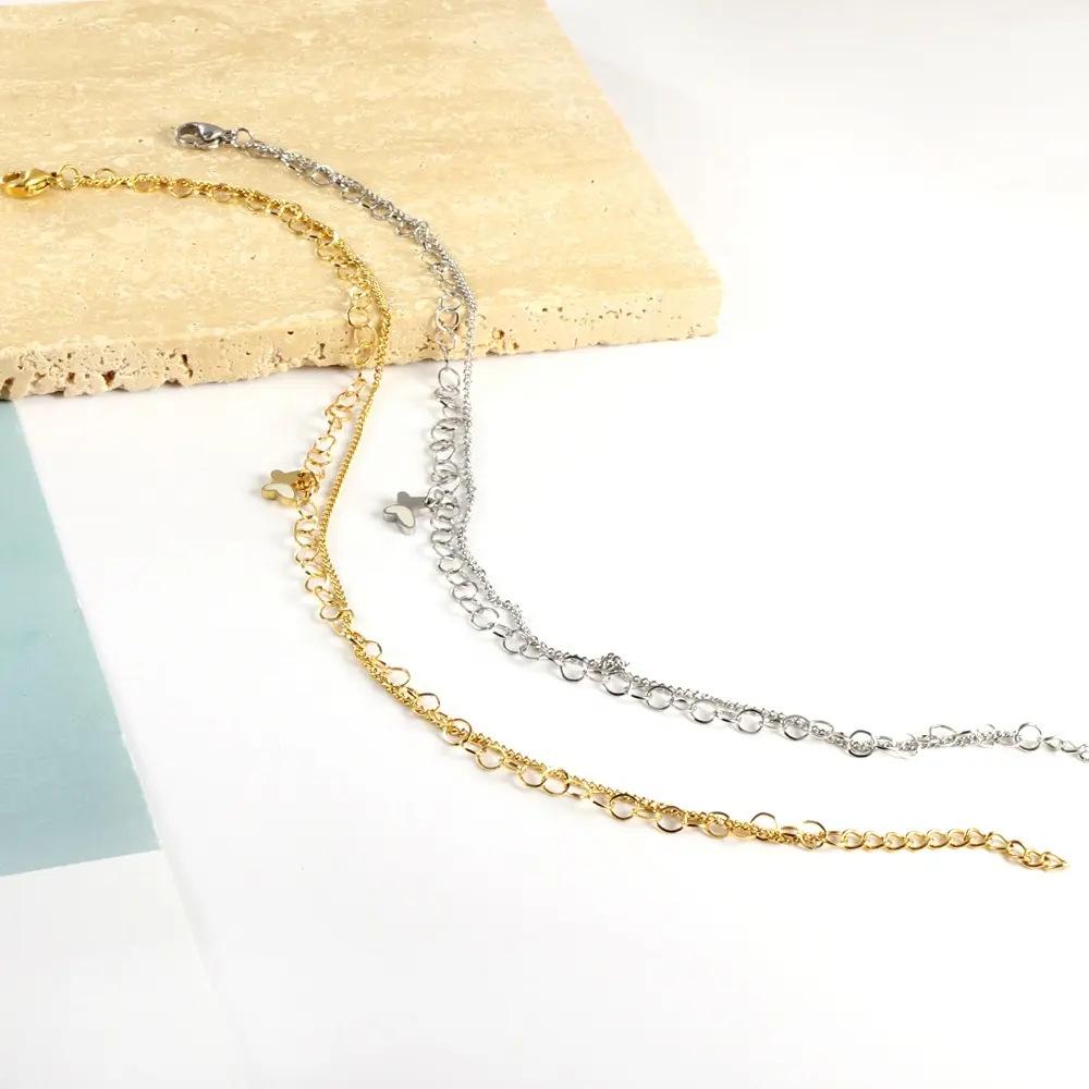 Double Layer Gold Ankle Bracelet Fashionable And Versatile Women's Foot Jewelry Unique Design Delicate Ankle Chain