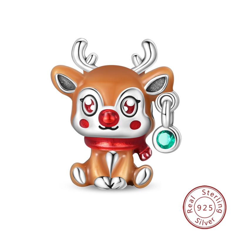New Winter Charms Bead Copper Snowflake Snowman Penguin Deer Dangle Fit Bangle Bracelet Necklace Diy Jewelry