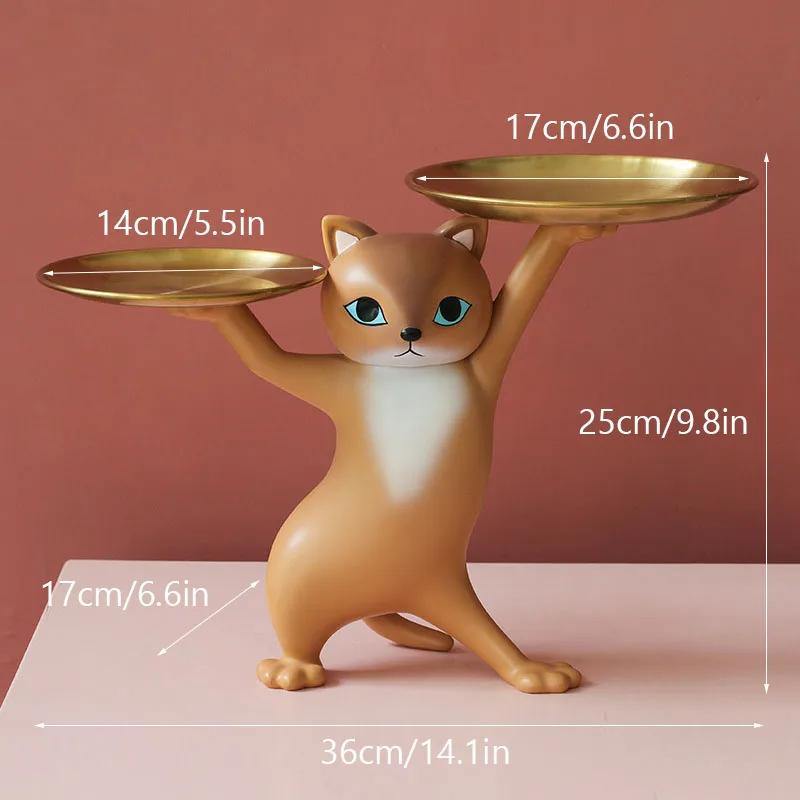Nordic Resin Cat Tray Statue Bedroom Entrance Home Office Table Desk Decor Accessorie Key Candy Container Storage Sculpture