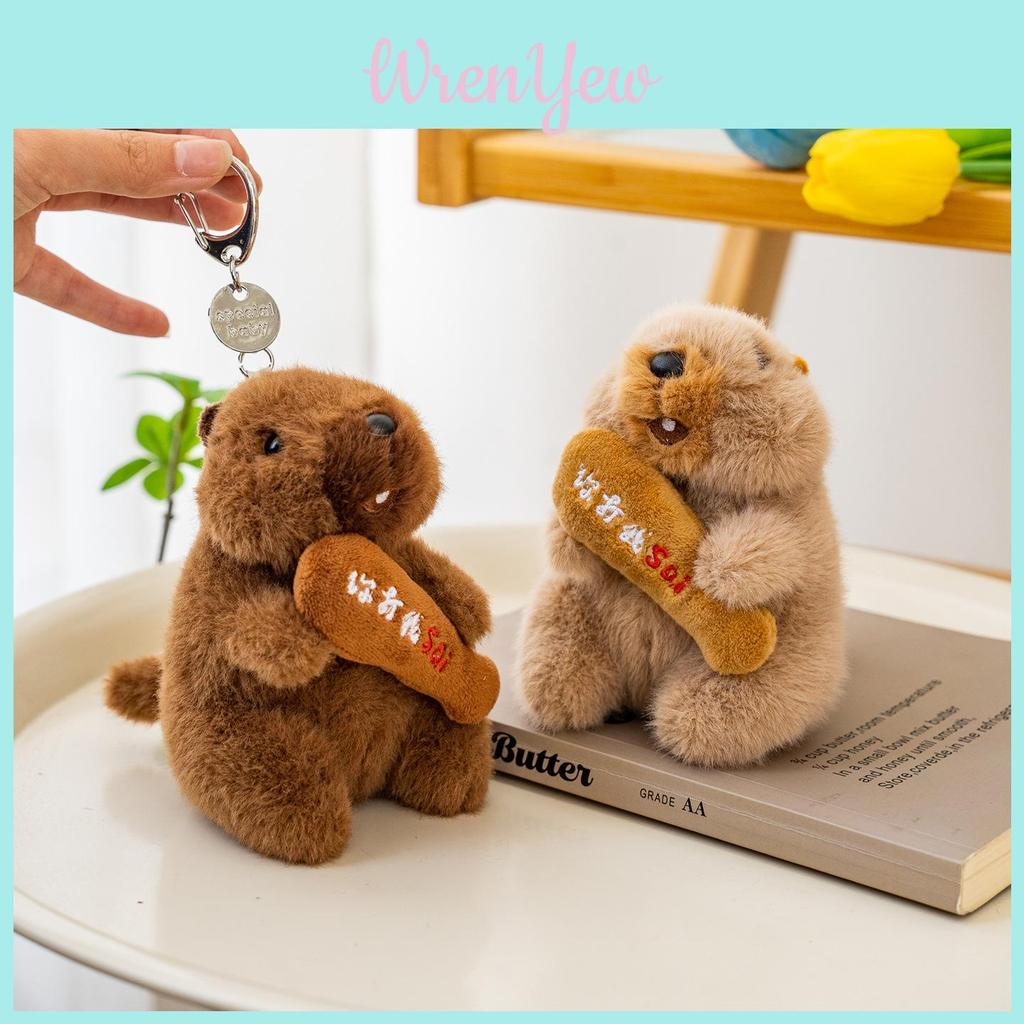 Portachiavi Peluche Marmotta Con Suono Per Decorazione Zaino E Regali
