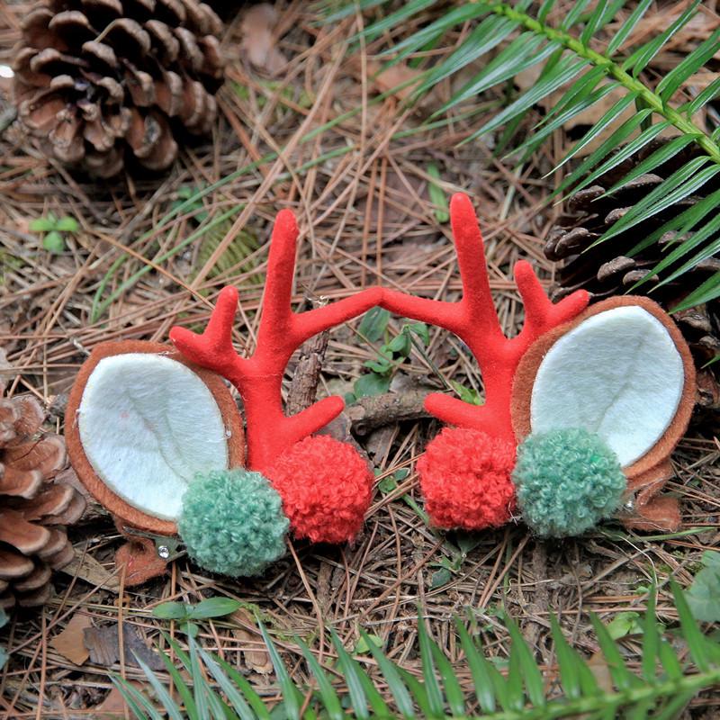 Christmas Reindeer Hair Clips - Cute Red & Green Holiday Accessories