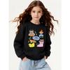 European Sizes Girls Soft Crewneck Sweatshirt Cute Animal Characters with Fun Accessories & Print, Casual All-Match, Ideal Holiday Present