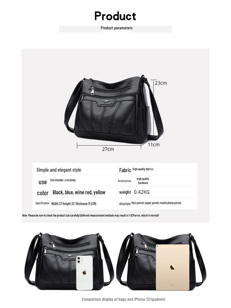 2025 Women's Fashion PU Crossbody Bag: Embroidered Multi-Pocket Shoulder Bag