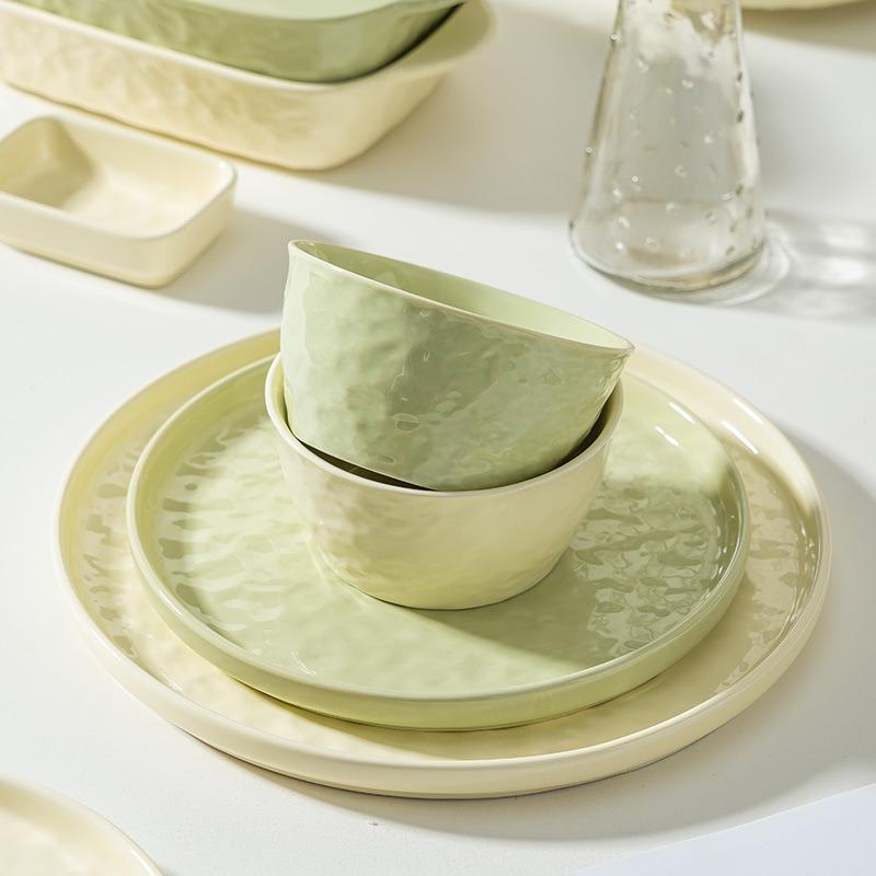 Creative Cream Wind Ceramic Dishes And Plates Household Household Housewarming Gifts Water Cube Rice Bowls Dishes And Plates Tableware Set Combination