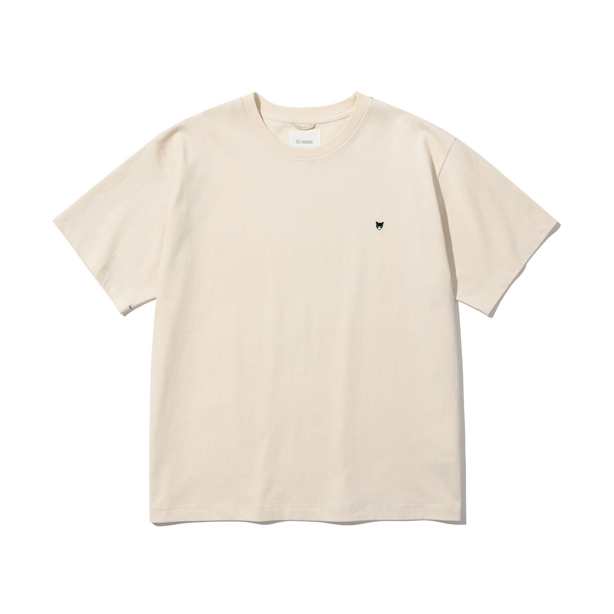 Ujb Coming Logo Embroidered Tee - Beige L