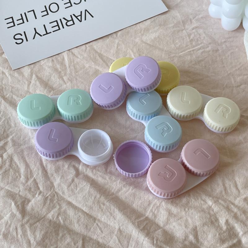 1PC Cream Colour Contact Lenses Box Travel Holder Container Soaking Contact Lens Box Mini Contact Lenses Case Accessorie