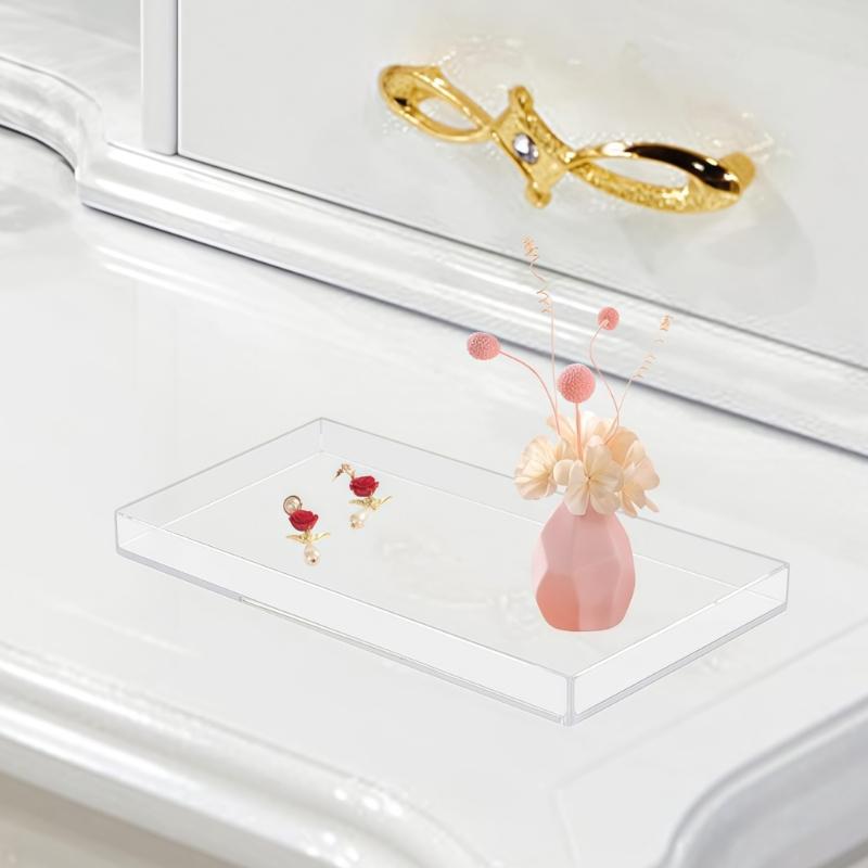 Multifunctional Waterproof Acrylic Soap Sponge Holder Tray for Bathroom Vanities and Countertop Essential Organization