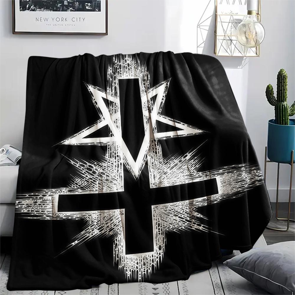 1PC Satan Symbol Print Flannel Blanket, High Quality All Seasons, Home Decor, Warmth and Comfort, Perfect for Christmas Gifts