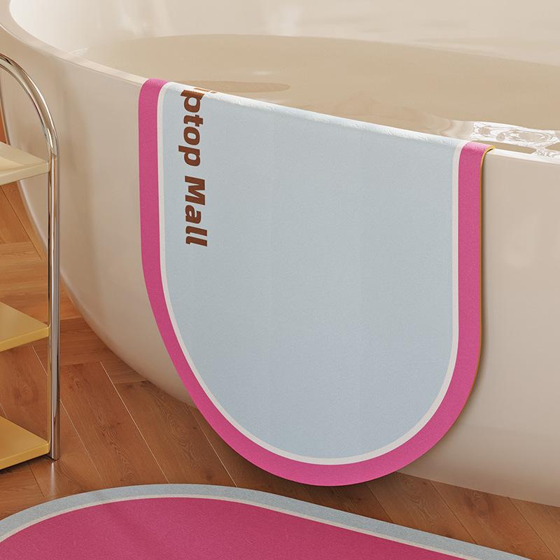 Ins Wind Bathroom Floor Mat Dopamine Contrasting Color Bathroom Diatom Mud Floor Mat Water Absorption Non-Slip Foot Mat Diatom Mud 40*60cm