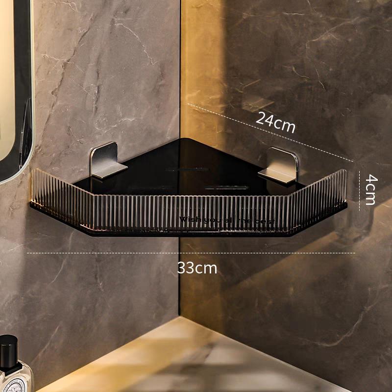 Bathroom Shelves No Drill Corner Shelf White Black Shower Storage Rack Holder Toilet Organizer Bathroom Kitchen Accessories